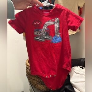 Carhartt Red Infant Onesie with Excavator Graphic